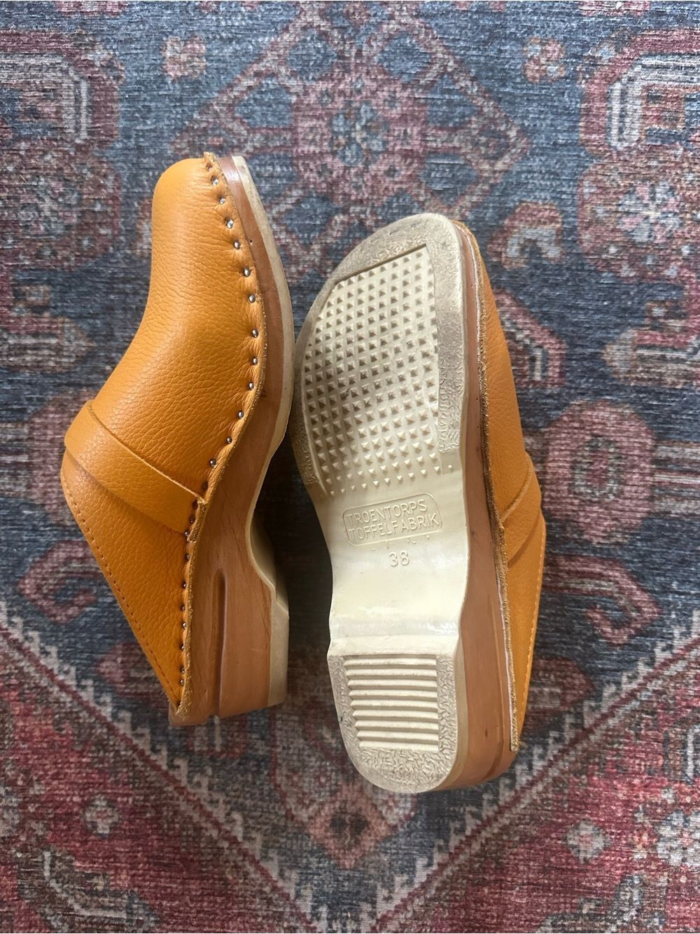 Troentorp Da Vinci Slip-On Leather Clogs in Ochre Yellow - Picture 5 of 8